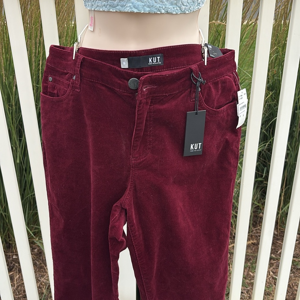 Kut from the Kloth NWT Burgundy Corduroy NWT Diana Skinny High Rise Size 16 - Picture 2 of 7